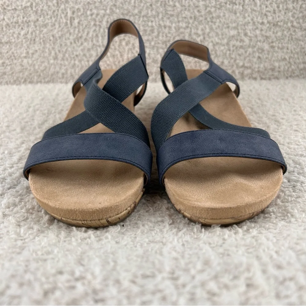 Lifestride Sandals Womens 9.5M Blue Mexico Wedge Cork Wedge Open Toe Sandals - Picture 7 of 11